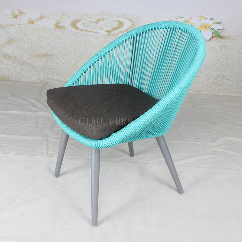 Seilblauer minimalistischer Resort-Stuhl für den Außenbereich
