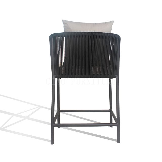 Schwarzer, stilvoller Hotel-Stuhl für den Außenbereich aus Seil